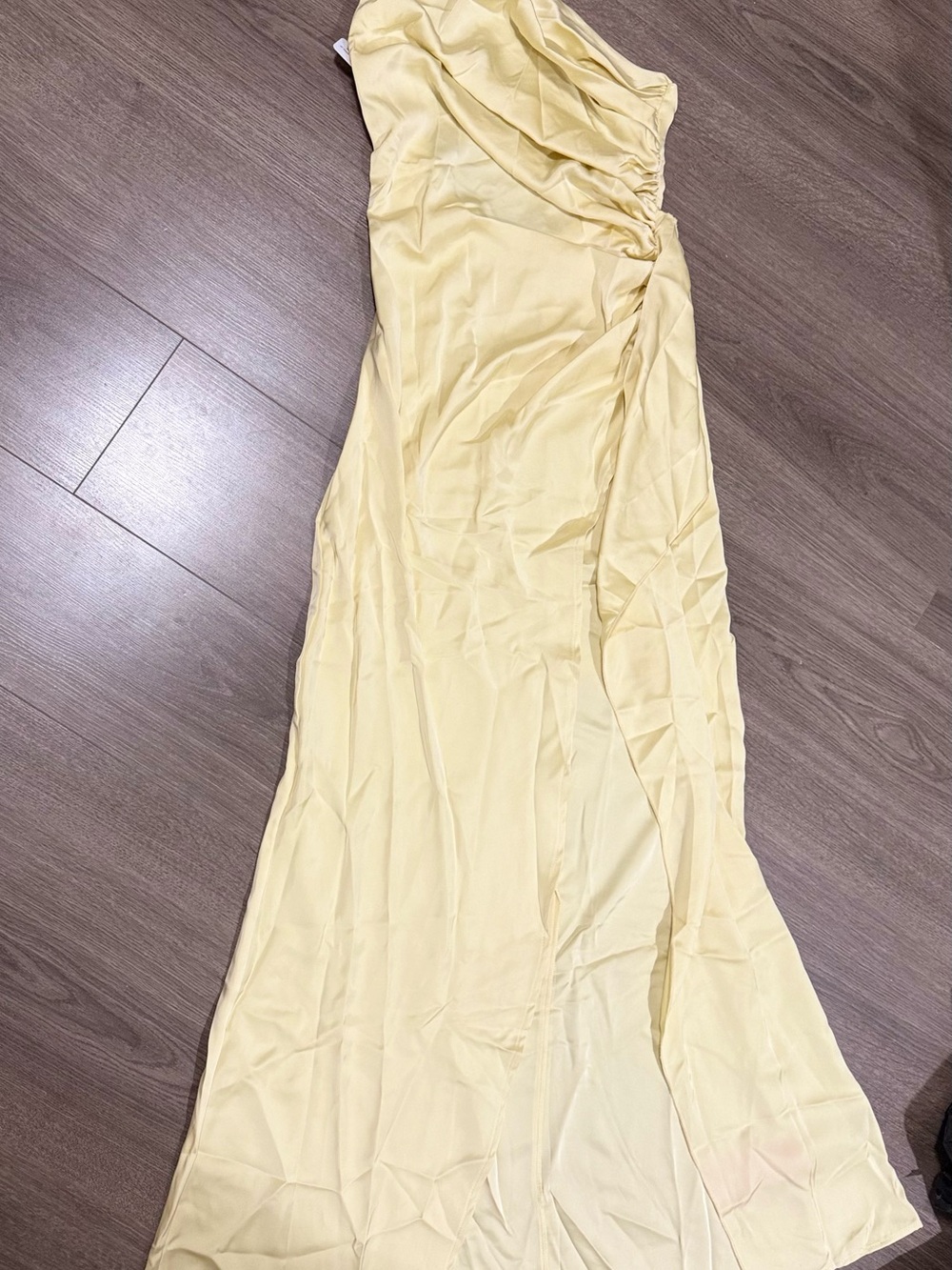 SHEIN butter yellow one shoulder dress